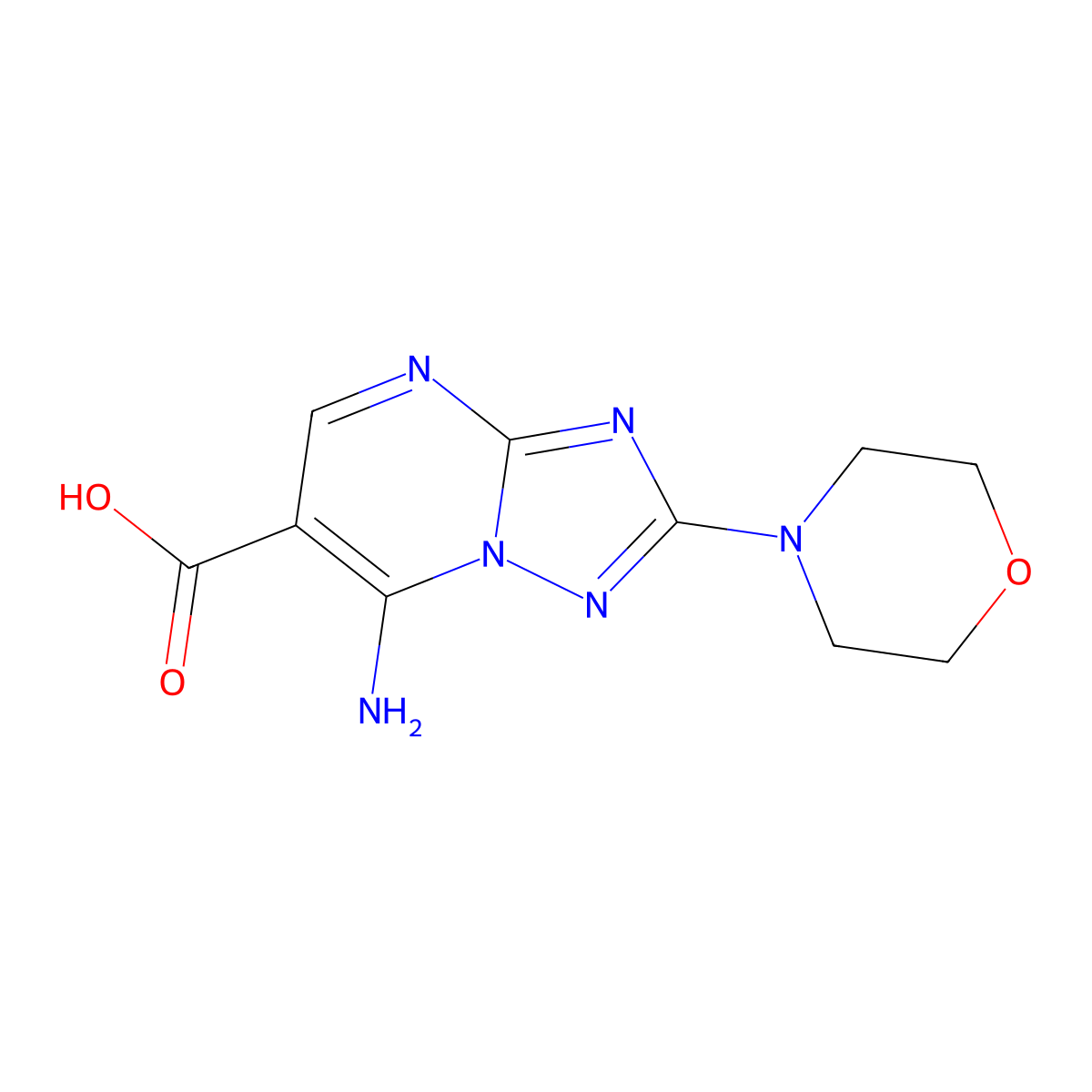 7-Amino-2-(4-morpholinyl)(1,2,4)triazolo(1,5-a)pyrimidine-6-carboxylic acid molecular structure, CAS 113967-72-9