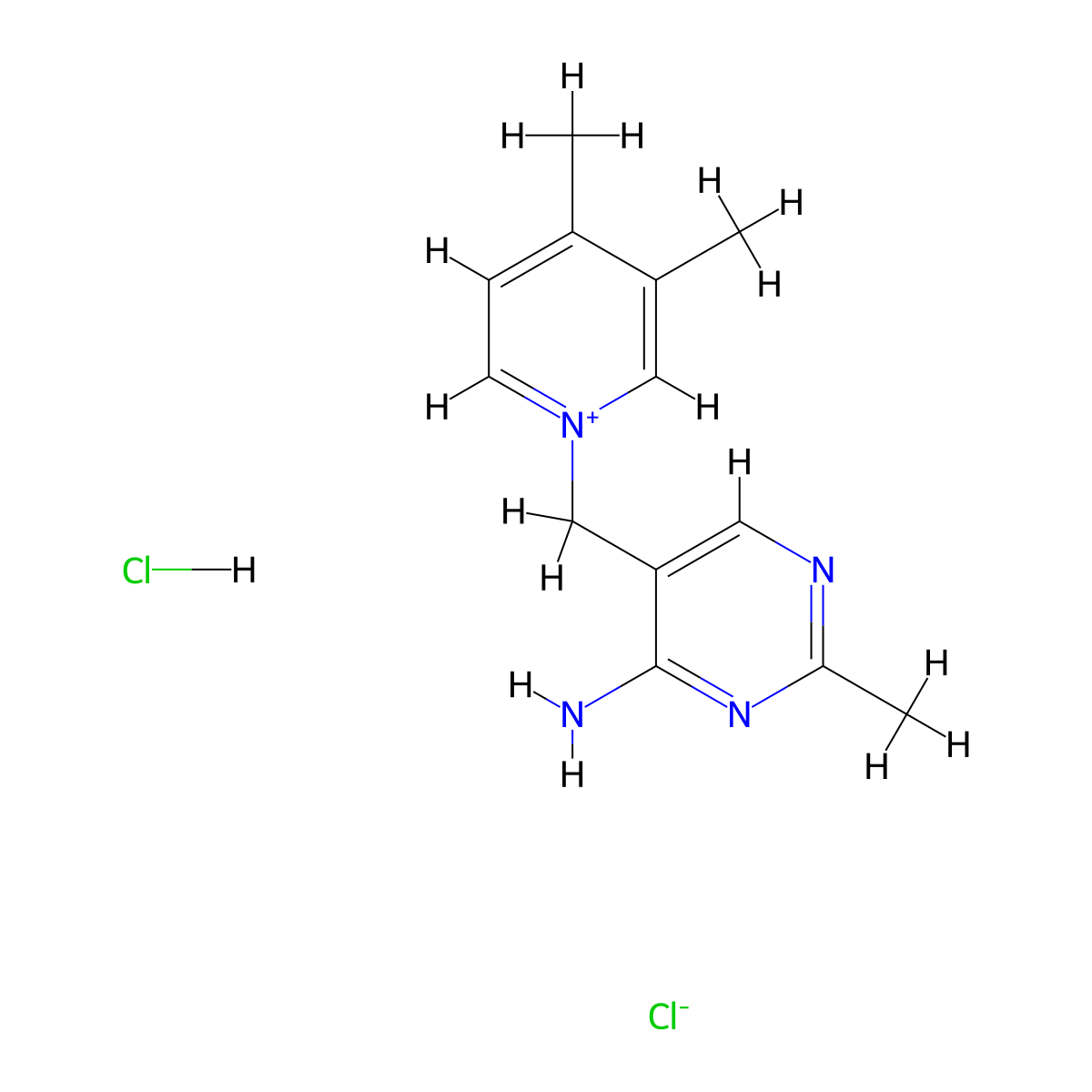 1-[(4-Amino-2-methylpyrimidin-5-yl)methyl]-3,4-dimethylpyridin-1-ium chloride hydrochloride molecular structure, CAS 1139704-81-6