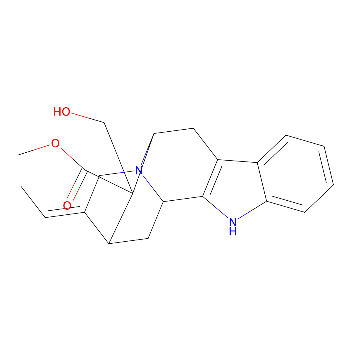 Sarpagan-16-carboxylic acid, 17-hydroxy-, methyl ester, (19Z)- molecular structure, CAS 113973-31-2