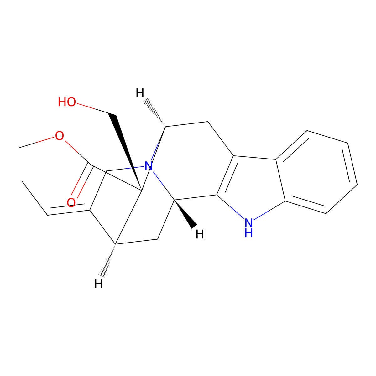 Sarpagan-16-carboxylic acid, 17-hydroxy-, methyl ester, (19Z)- molecular structure, CAS 113973-31-2