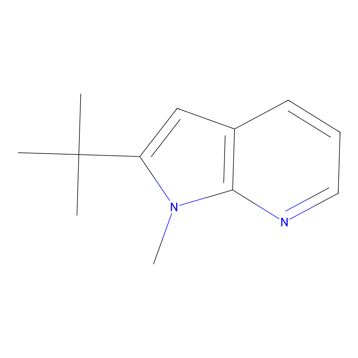 2-(tert-butyl)-1-methyl-1H-pyrrolo[2,3-b]pyridine molecular structure, CAS 113975-30-7
