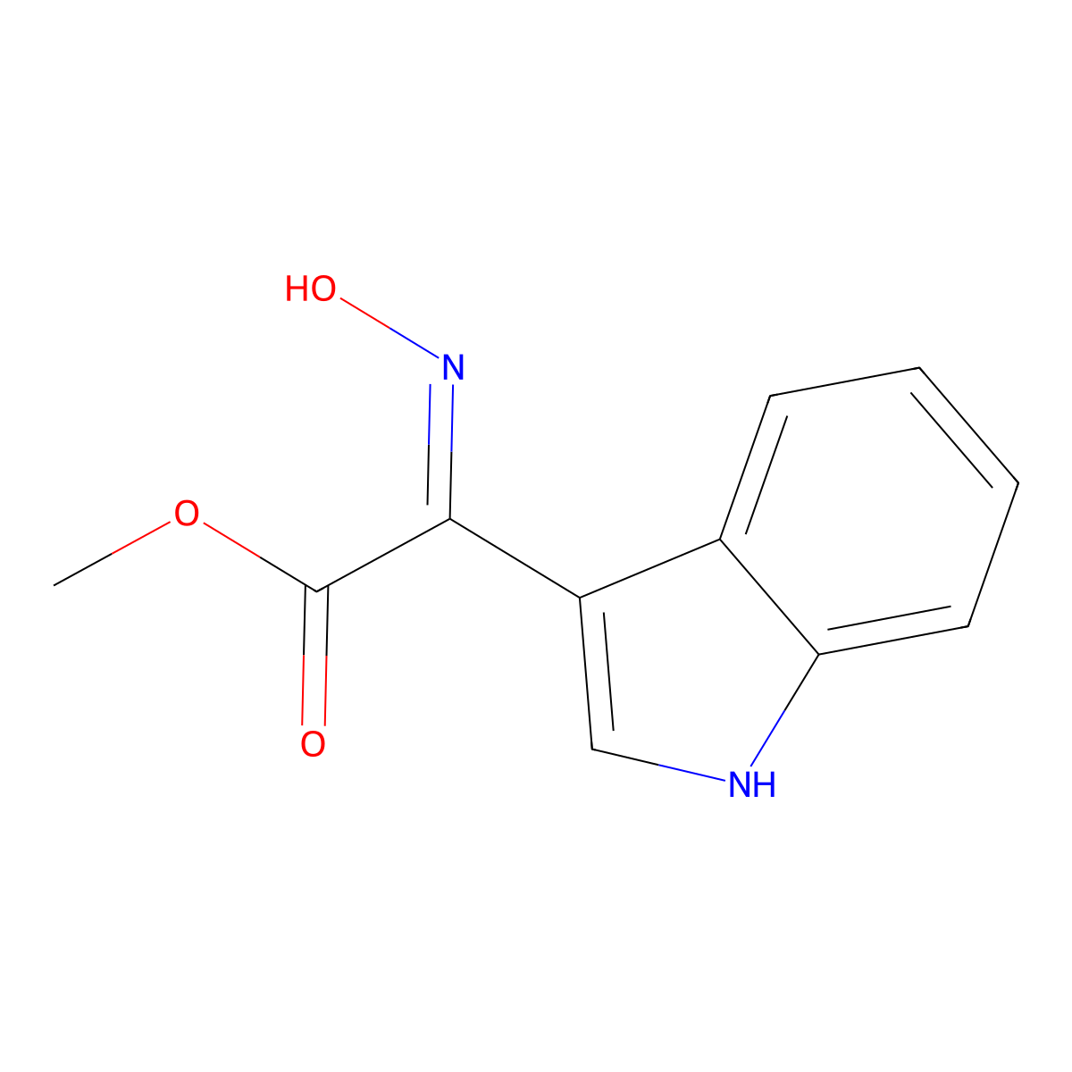(E)-methyl 2-(hydroxyimino)-2-(1H-indol-3-yl)acetate molecular structure, CAS 113975-75-0