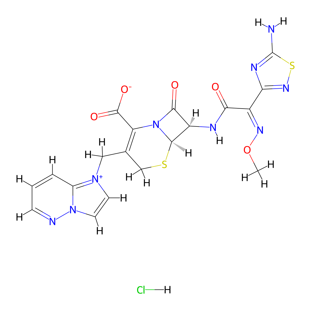Cefozopran monohydrochloride molecular structure, CAS 113981-44-5