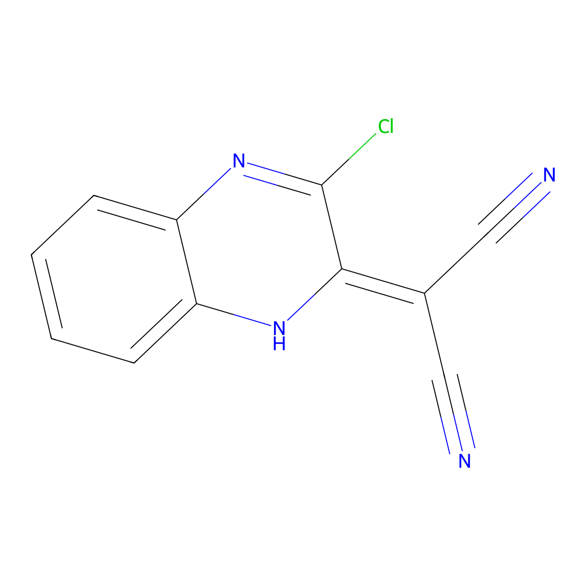 Propanedinitrile, (3-chloro-2(1H)-quinoxalinylidene)- molecular structure, CAS 113983-94-1