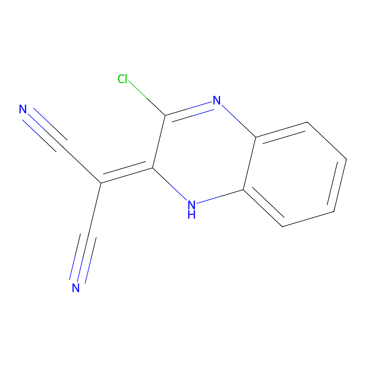 Propanedinitrile, (3-chloro-2(1H)-quinoxalinylidene)- molecular structure, CAS 113983-94-1