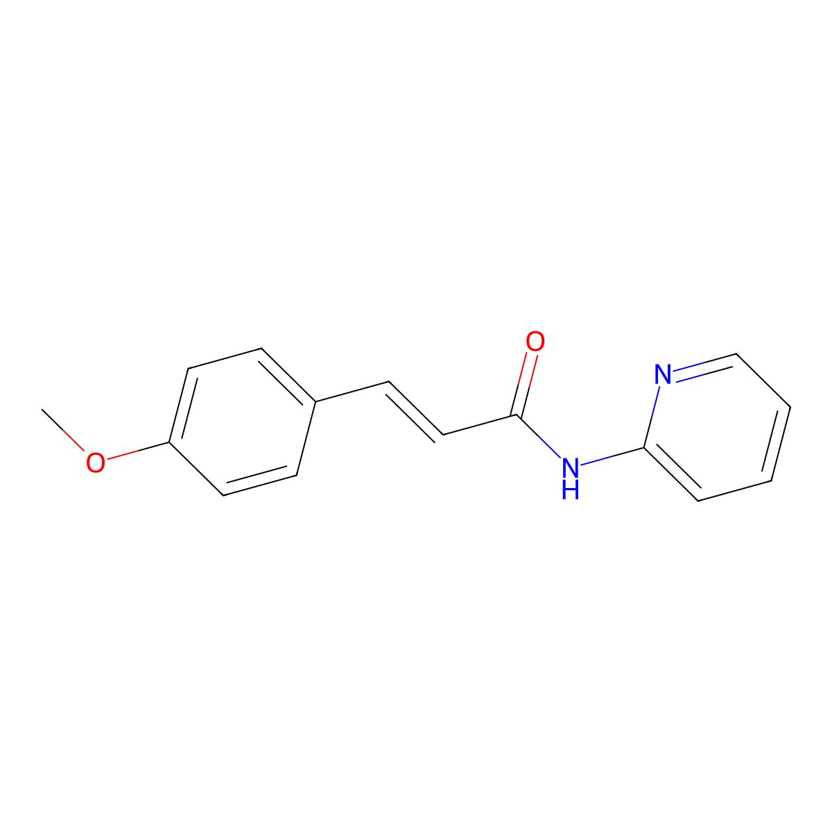 2-Propenamide, 3-(4-methoxyphenyl)-N-2-pyridinyl-, (E)- molecular structure, CAS 113985-25-4