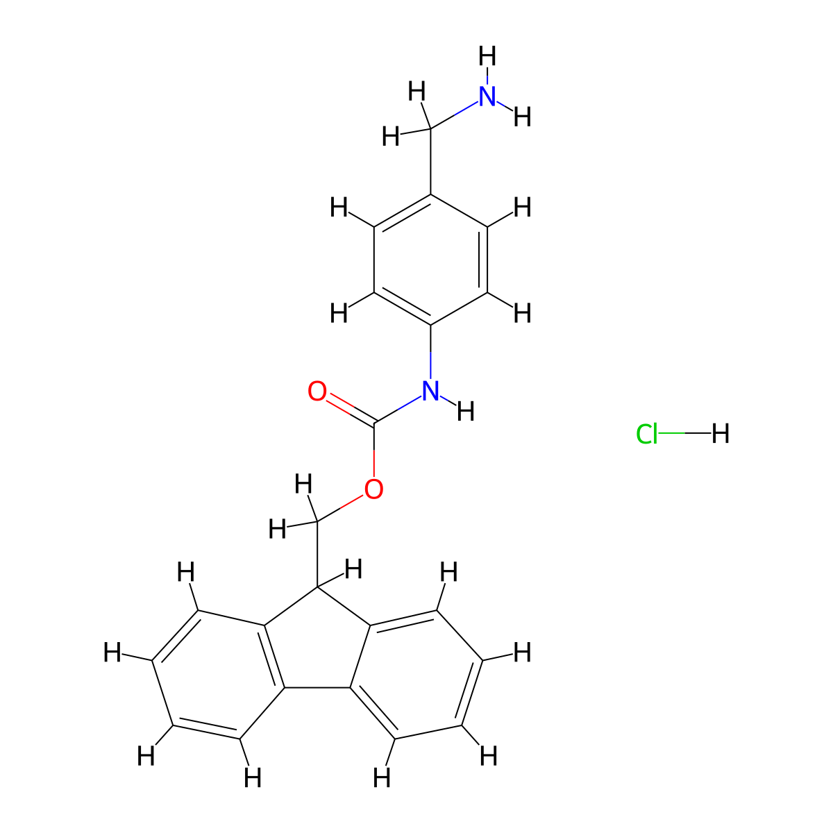 (9H-Fluoren-9-yl)methyl (4-(aminomethyl)phenyl)carbamate hydrochloride molecular structure, CAS 1139884-47-1