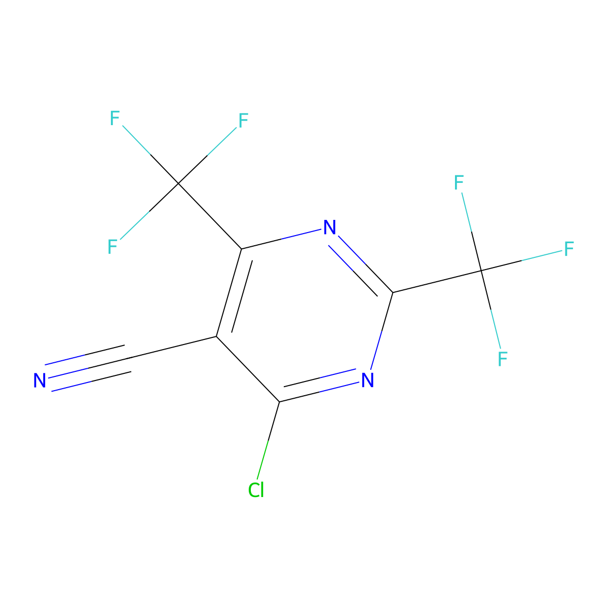 4-Chloro-2,6-bis(trifluoromethyl)pyrimidine-5-carbonitrile molecular structure, CAS 1139930-71-4