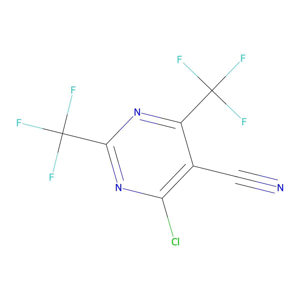 4-Chloro-2,6-bis(trifluoromethyl)pyrimidine-5-carbonitrile molecular structure, CAS 1139930-71-4