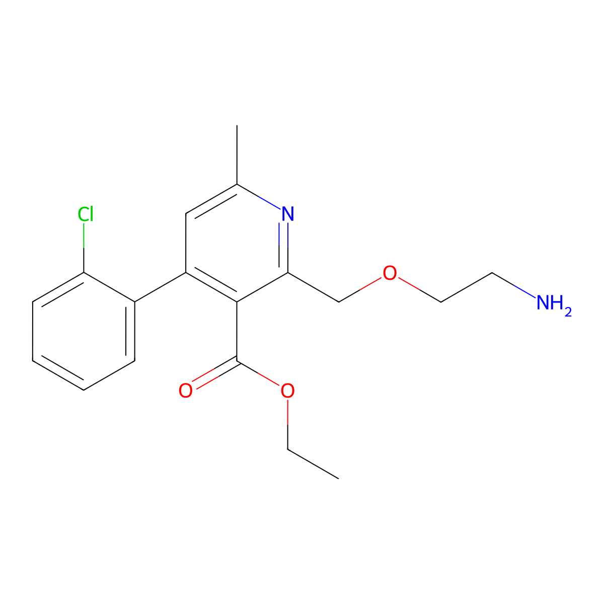 Ethyl 2-((2-aminoethoxy)methyl)-4-(2-chlorophenyl)-6-methylnicotinate molecular structure, CAS 113994-36-8