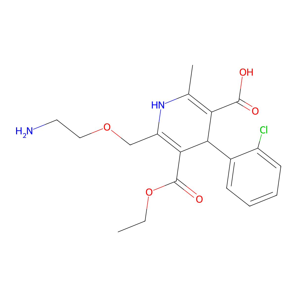 Desmethyl amolodipine molecular structure, CAS 113994-37-9