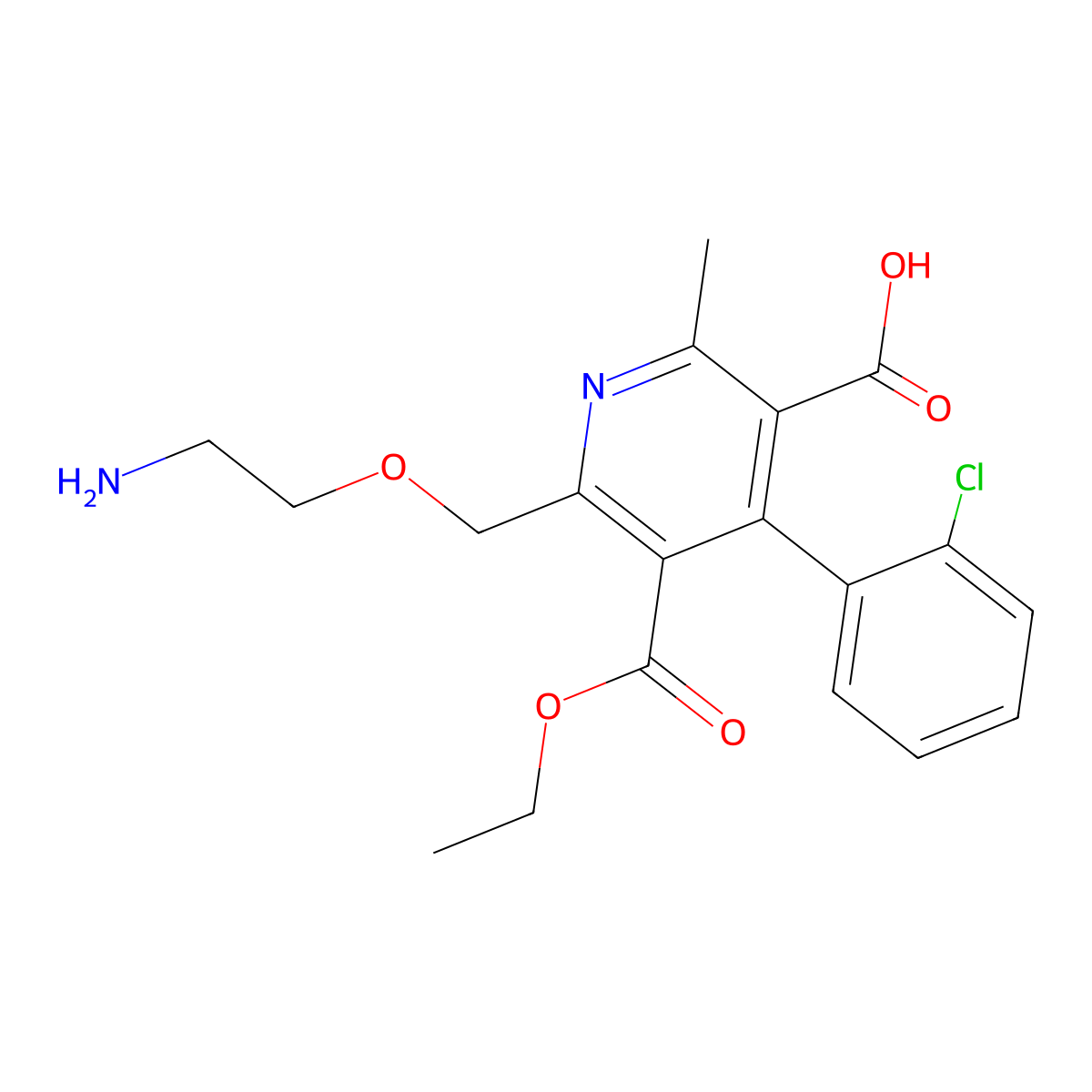 2-((2-Aminoethoxy)methyl)-4-(2-chlorophenyl)-6-methyl-3,5-pyridinedicarboxylic acid, 3-ethyl ester molecular structure, CAS 113994-38-0
