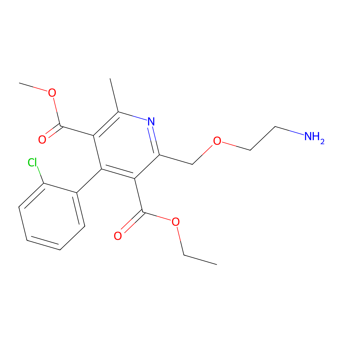 3-Ethyl 5-methyl 2-((2-aminoethoxy)methyl)-4-(2-chlorophenyl)-6-methylpyridine-3,5-dicarboxylate molecular structure, CAS 113994-41-5