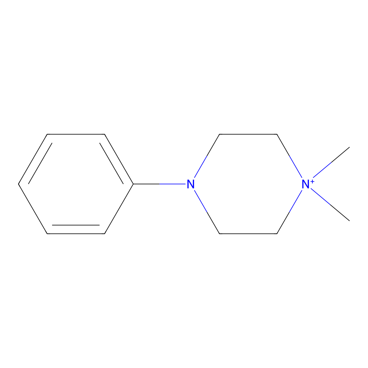 Dimethylphenylpiperazinium molecular structure, CAS 114-28-3