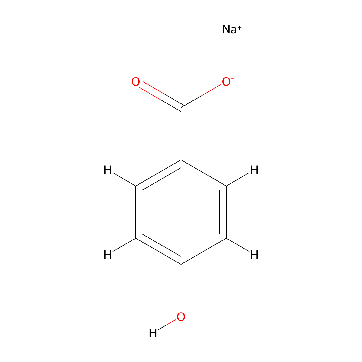 Sodium 4-hydroxybenzoate molecular structure, CAS 114-63-6