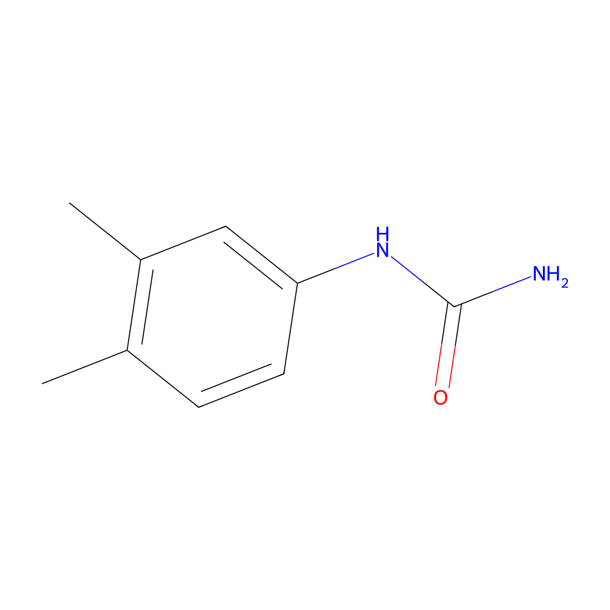 (3,4-Dimethylphenyl)urea molecular structure, CAS 114-79-4