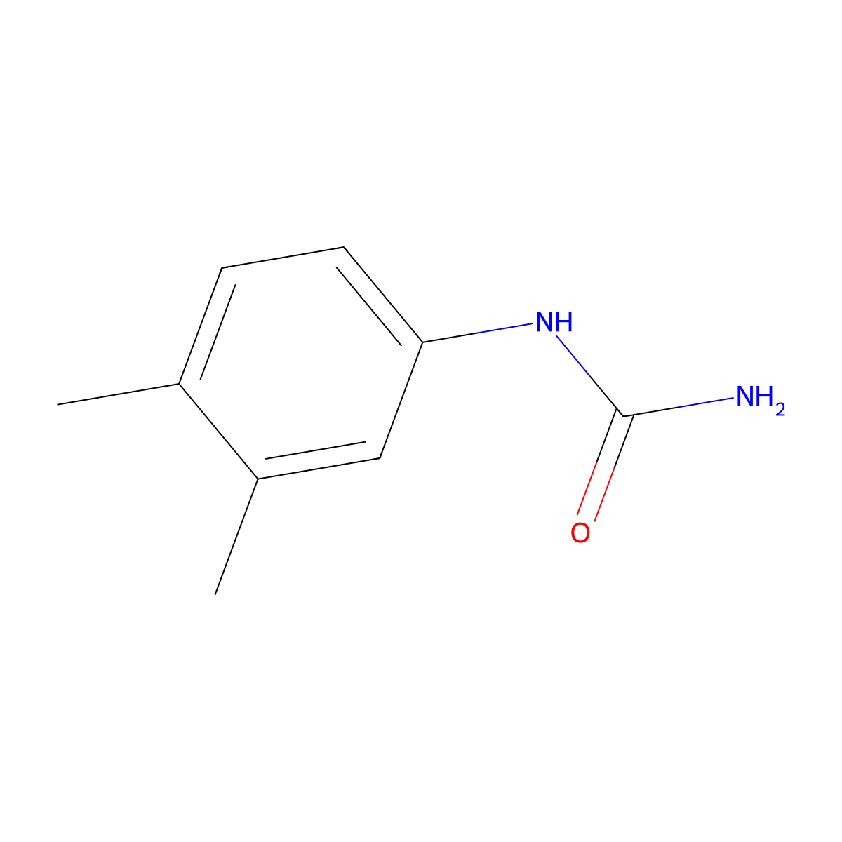 (3,4-Dimethylphenyl)urea molecular structure, CAS 114-79-4