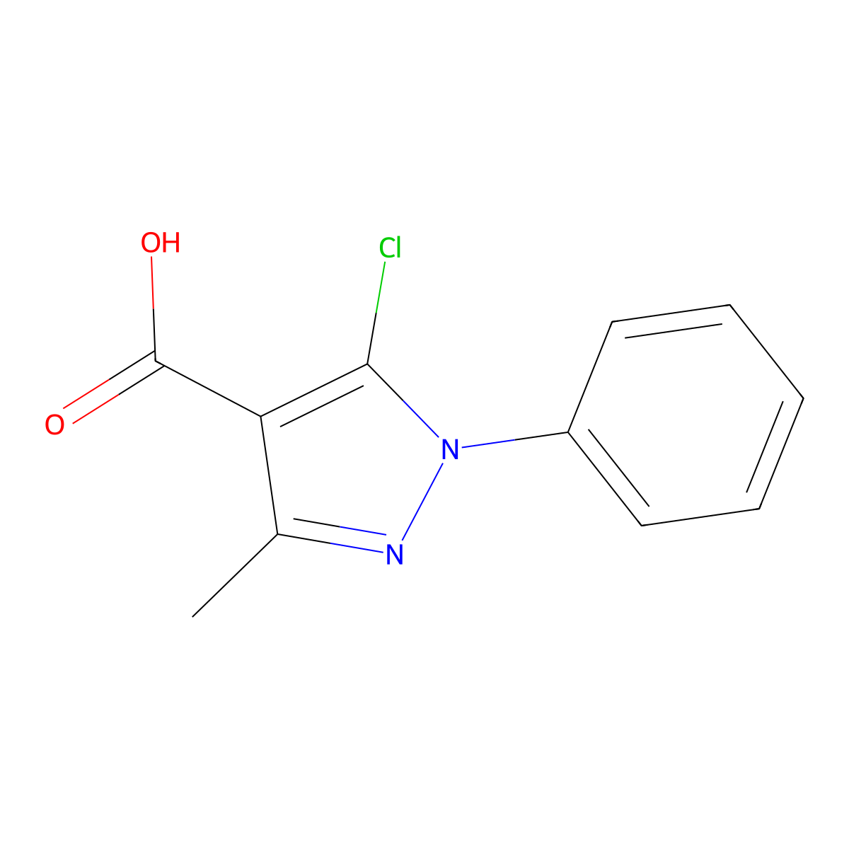 5-Chloro-3-methyl-1-phenyl-1H-pyrazole-4-carboxylic acid molecular structure, CAS 1140-38-1
