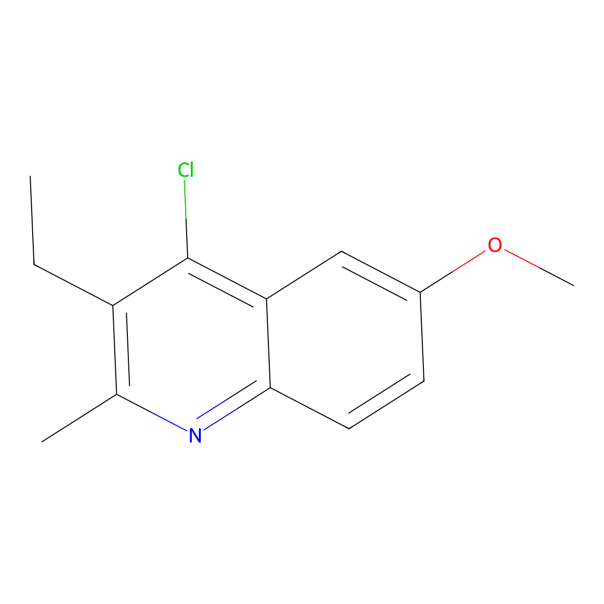 4-Chloro-3-ethyl-6-methoxy-2-methylquinoline molecular structure, CAS 1140-39-2