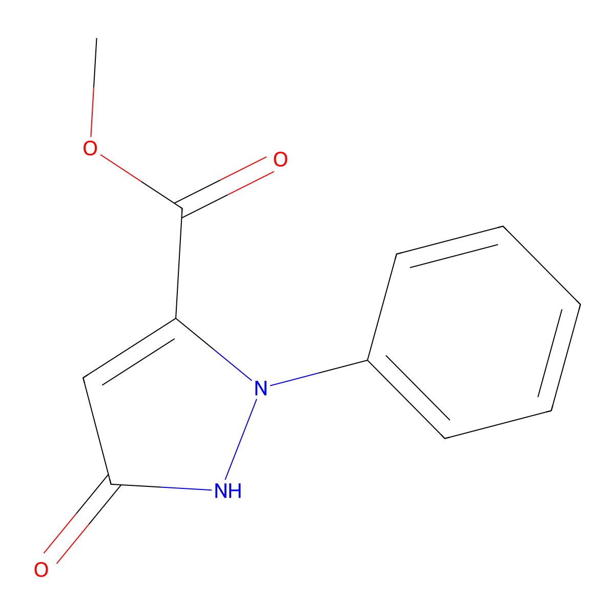 Methyl 5-oxo-2-phenyl-2,5-dihydro-1H-pyrazole-3-carboxylate molecular structure, CAS 1140-69-8
