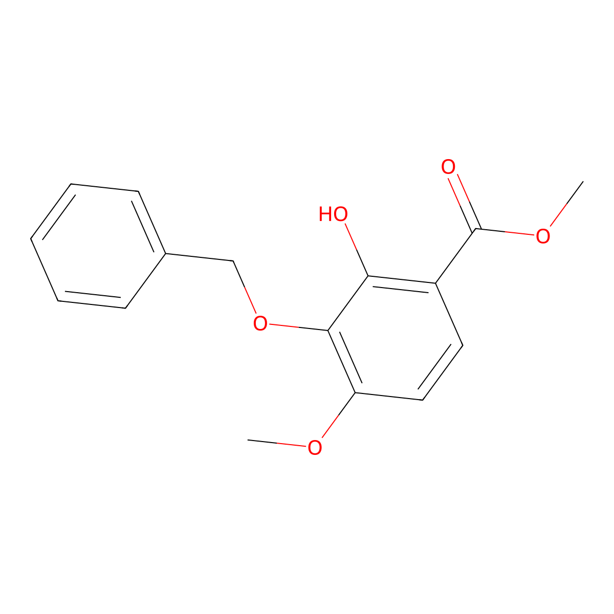 Benzoic acid, 2-hydroxy-4-methoxy-3-(phenylmethoxy)-, methyl ester molecular structure, CAS 114006-76-7