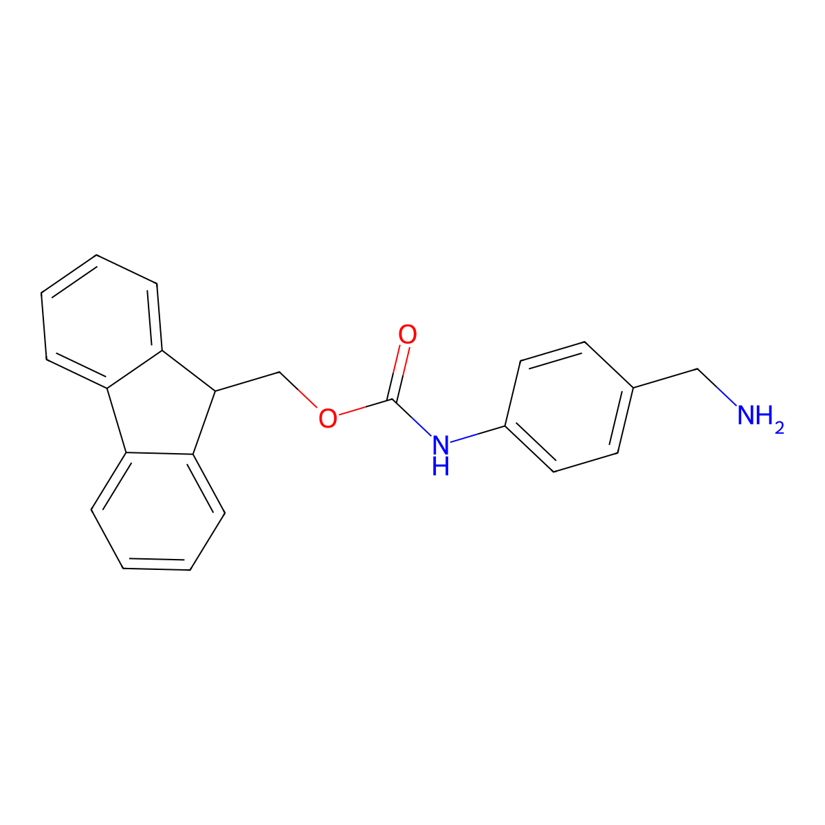 (9H-Fluoren-9-yl)methyl (4-(aminomethyl)phenyl)carbamate molecular structure, CAS 1140067-27-1