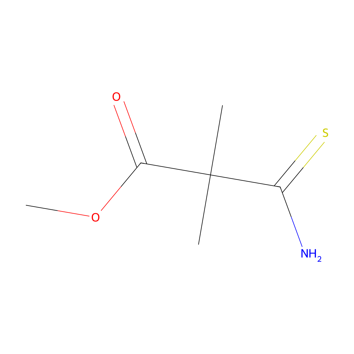 Methyl 2-carbamothioyl-2,2-dimethylacetate molecular structure, CAS 114019-01-1