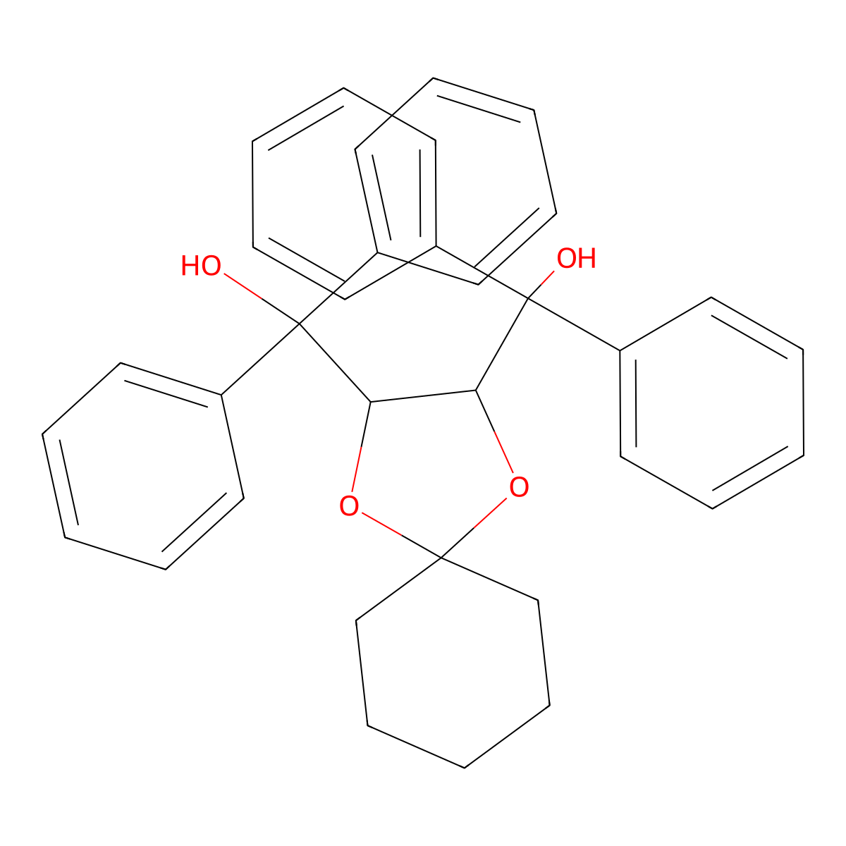 (2R,3R)-1,4-dioxaspiro[4.5]decane-2,3-diylbis(diphenylmethanol) molecular structure, CAS 114026-76-5