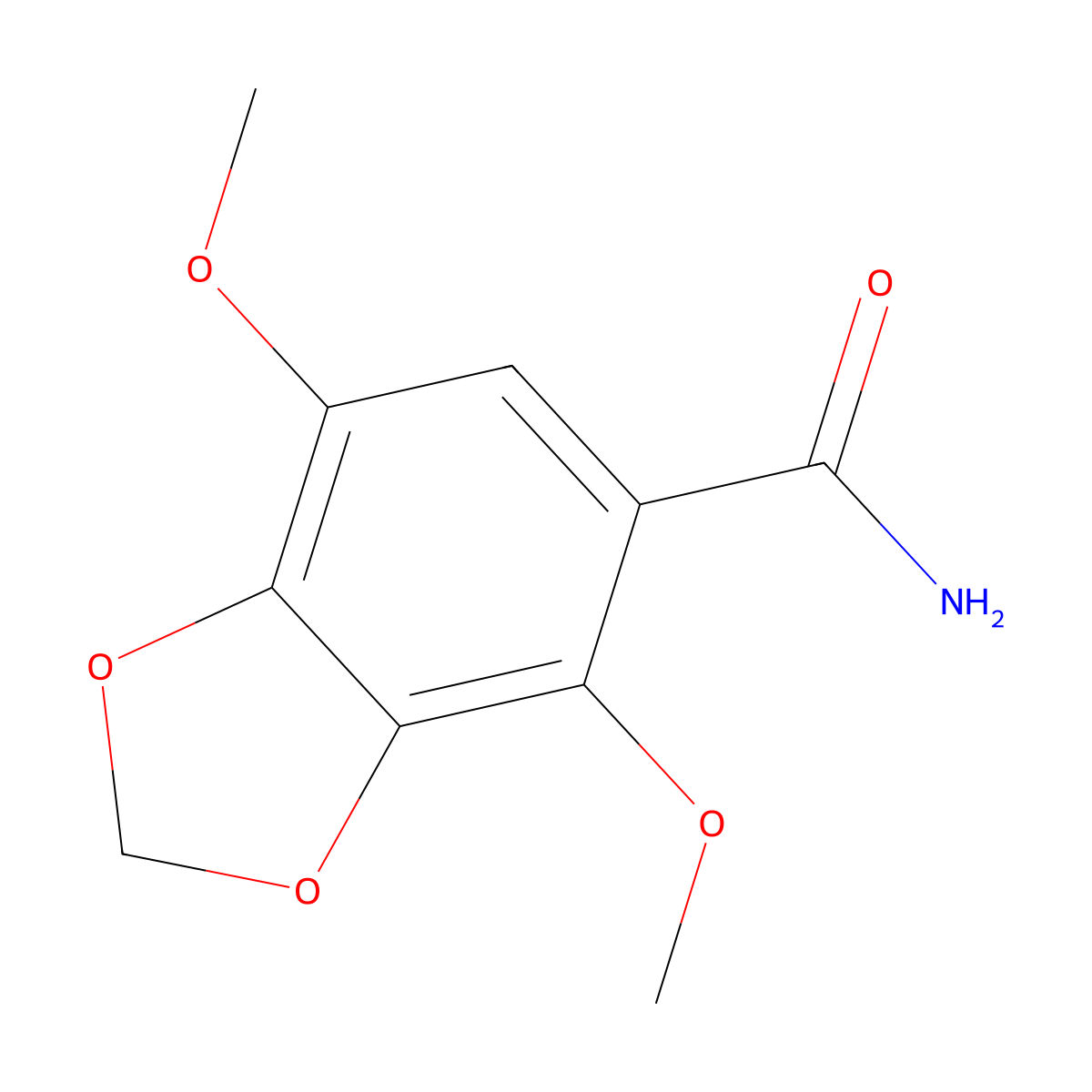 4,7-Dimethoxy-1,3-benzodioxole-5-carboxamide molecular structure, CAS 114035-69-7