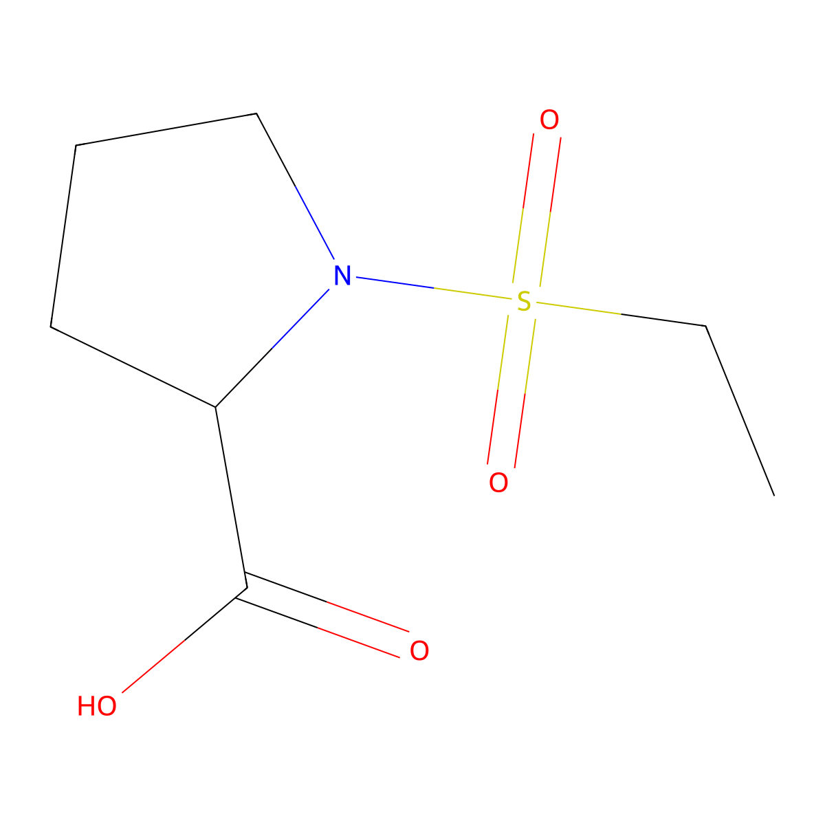 1-(Ethanesulfonyl)pyrrolidine-2-carboxylic acid molecular structure, CAS 114037-63-7