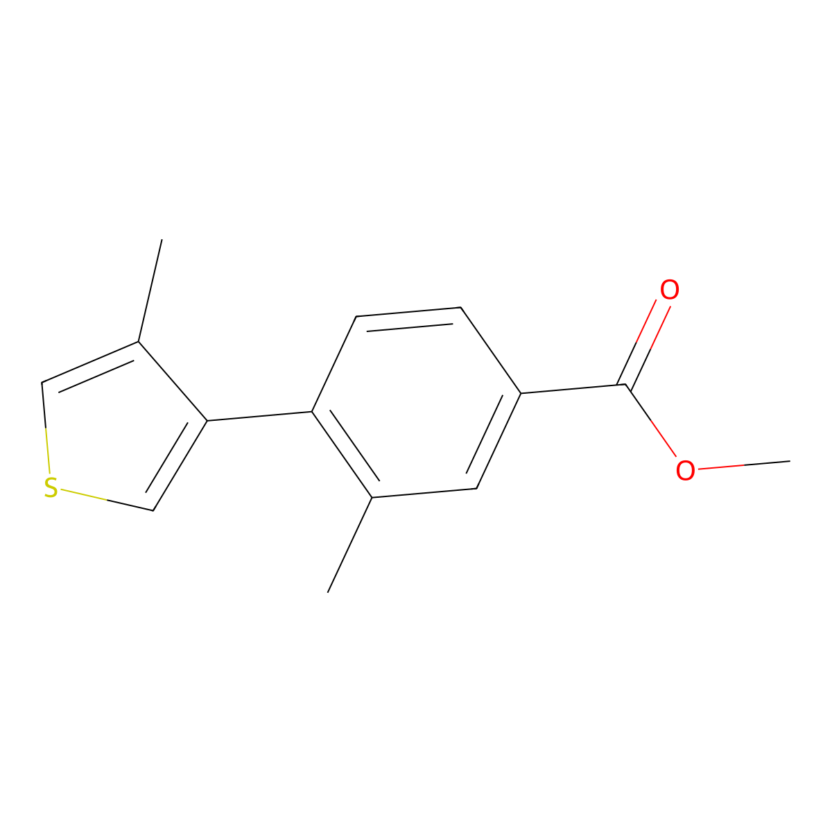 Methyl 3-methyl-4-(4-methyl-3-thienyl)benzoate molecular structure, CAS 1140461-84-2