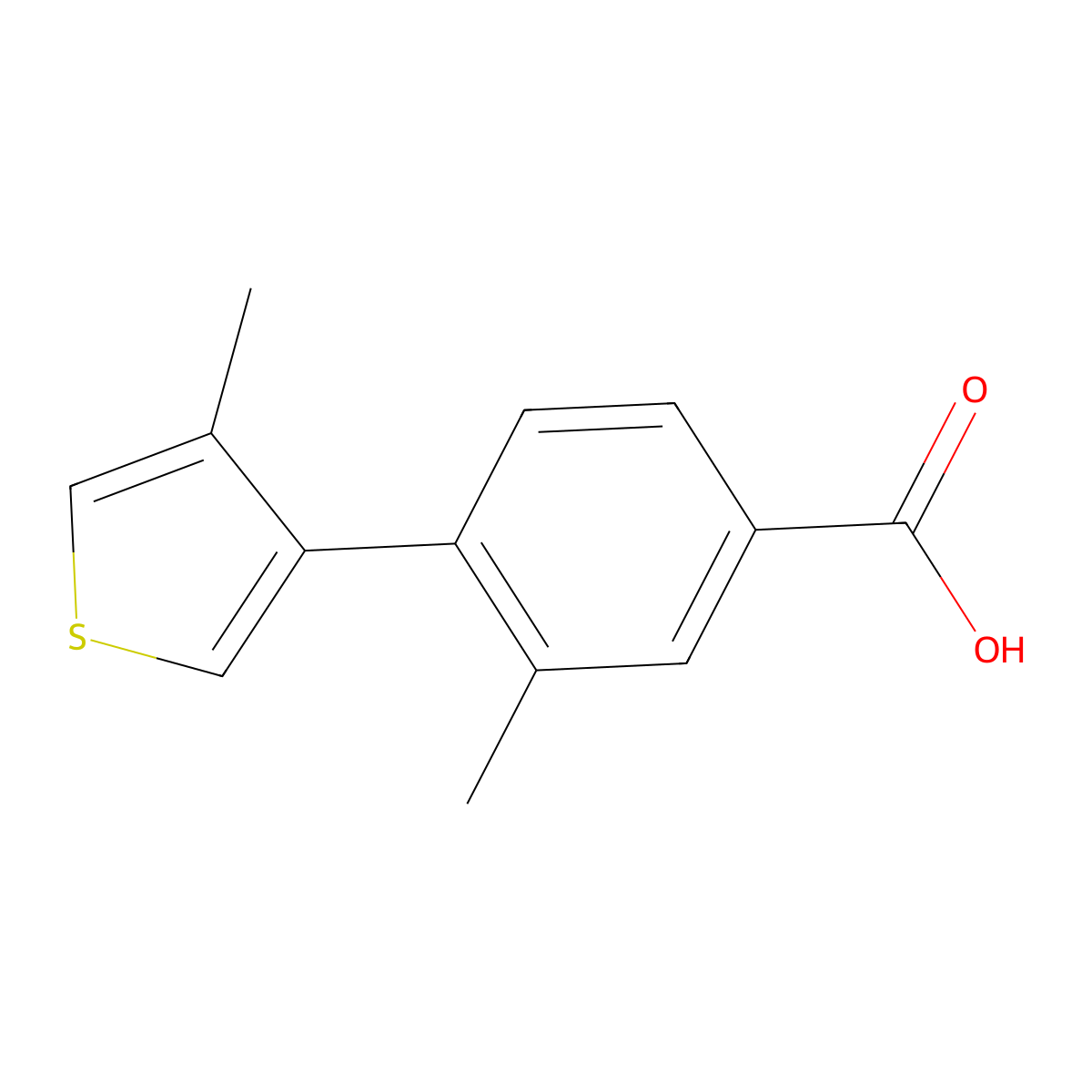 3-Methyl-4-(4-methylthiophen-3-yl)benzoic acid molecular structure, CAS 1140461-85-3