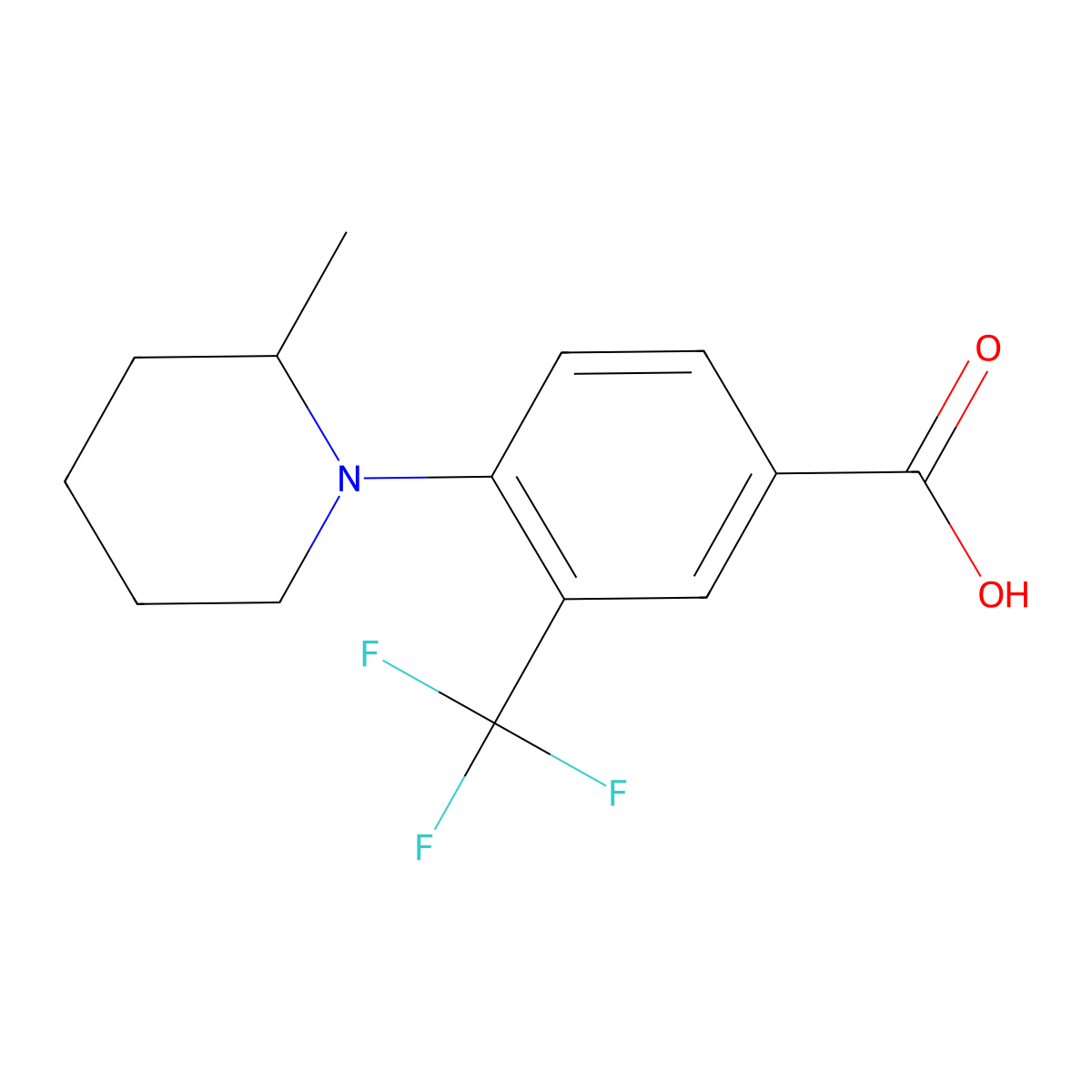 4-(2-Methylpiperidin-1-YL)-3-(trifluoromethyl)benzoic acid molecular structure, CAS 1140461-91-1