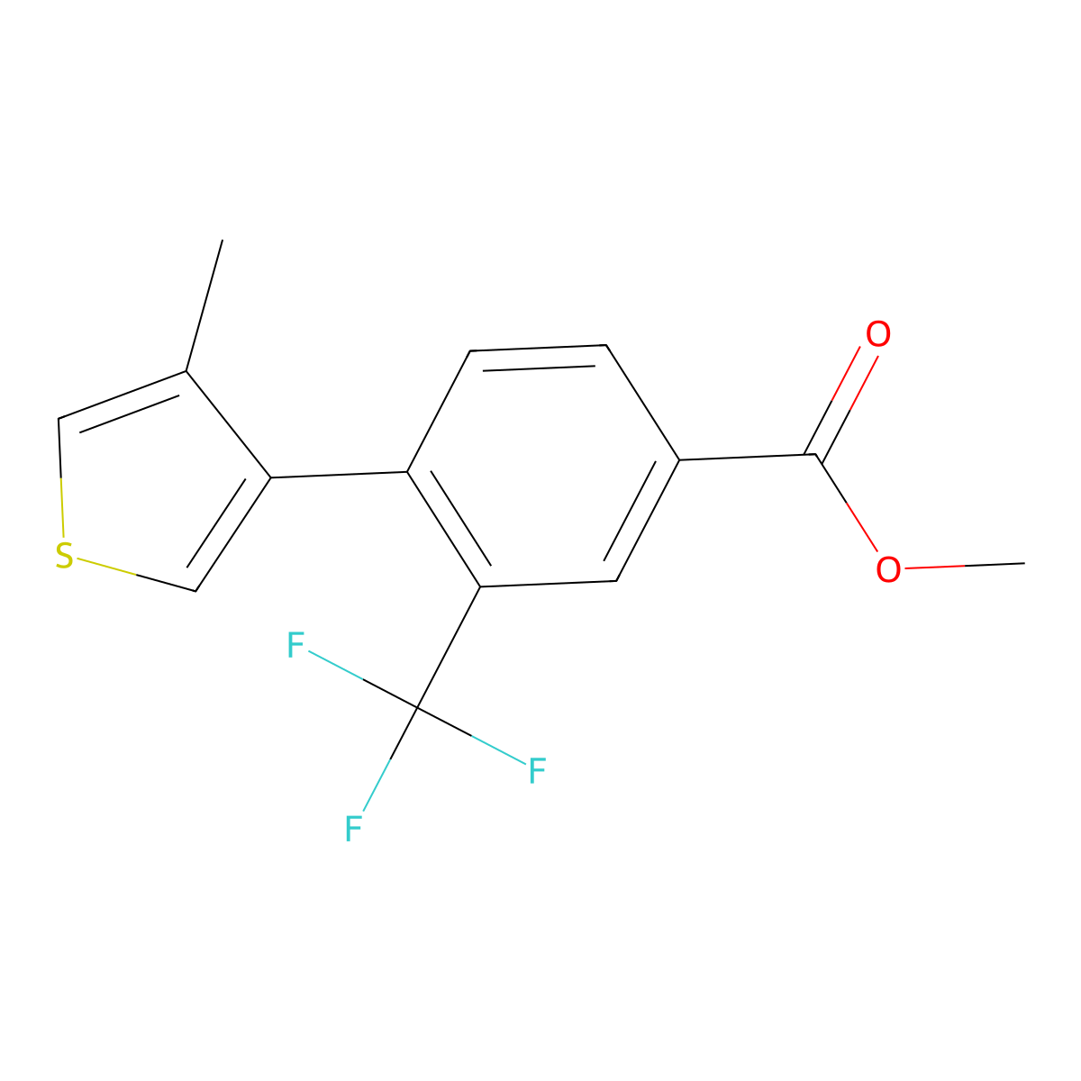 Methyl 4-(4-methyl-3-thienyl)-3-(trifluoromethyl)benzoate molecular structure, CAS 1140462-00-5