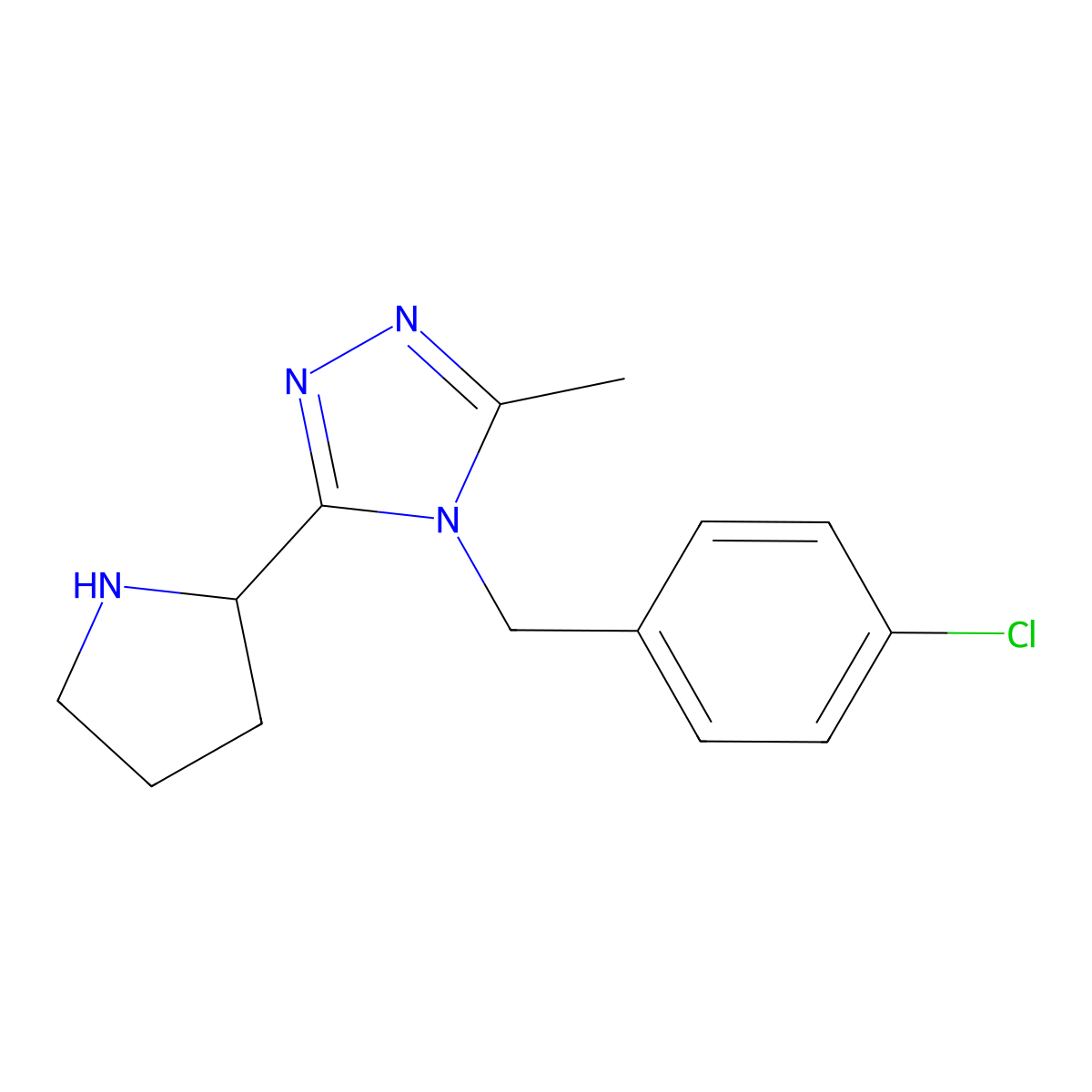 4-(4-chlorobenzyl)-3-methyl-5-((R)-pyrrolidin-2-yl)-4H-1,2,4-triazole molecular structure, CAS 1140495-90-4