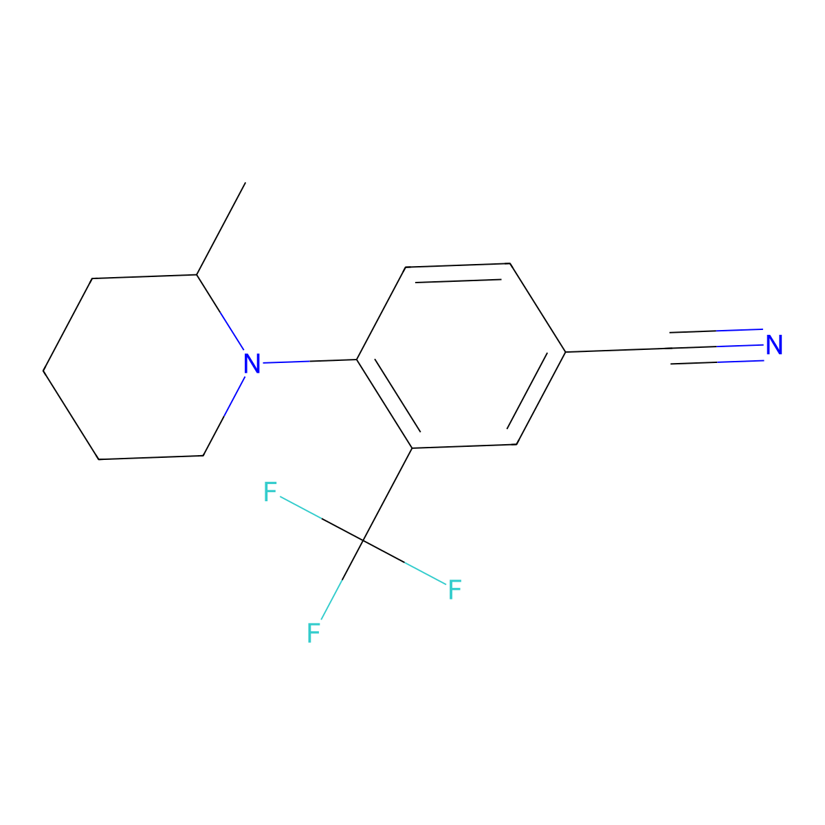 4-(2-Methylpiperidin-1-YL)-3-(trifluoromethyl)benzonitrile molecular structure, CAS 1140507-92-1