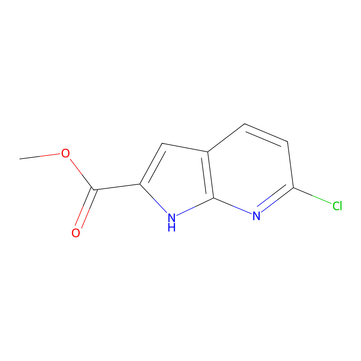 Methyl 6-chloro-1H-pyrrolo[2,3-b]pyridine-2-carboxylate molecular structure, CAS 1140512-58-8