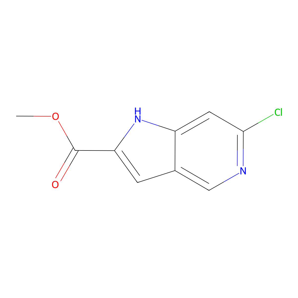methyl 6-chloro-1H-pyrrolo[3,2-c]pyridine-2-carboxylate molecular structure, CAS 1140512-59-9