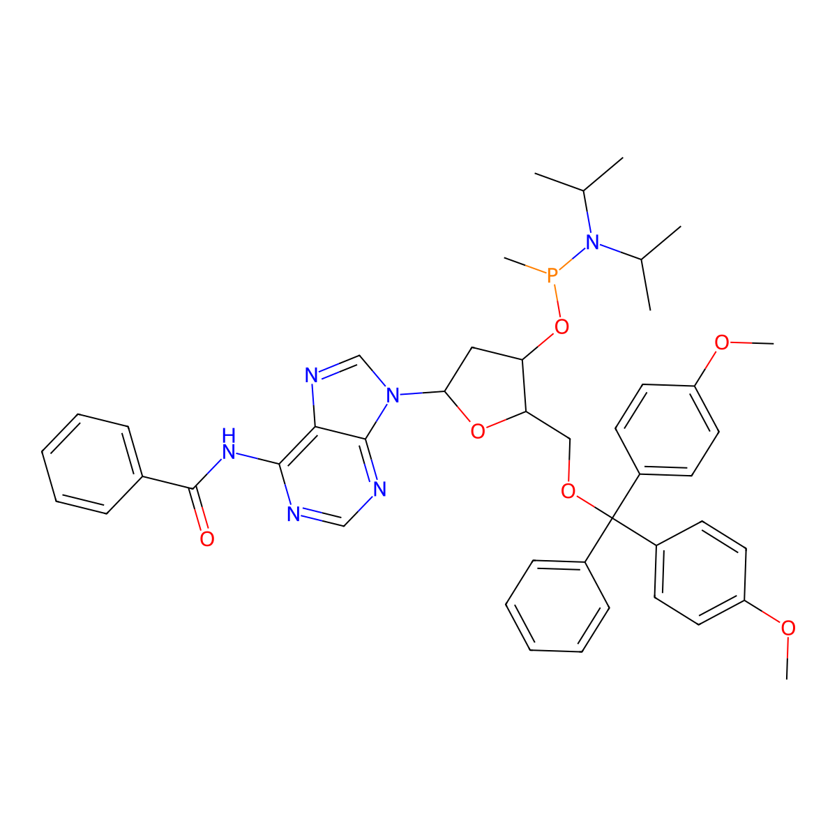5'-DMTr-dA(Bz)-Methyl phosphonamidite molecular structure, CAS 114079-05-9