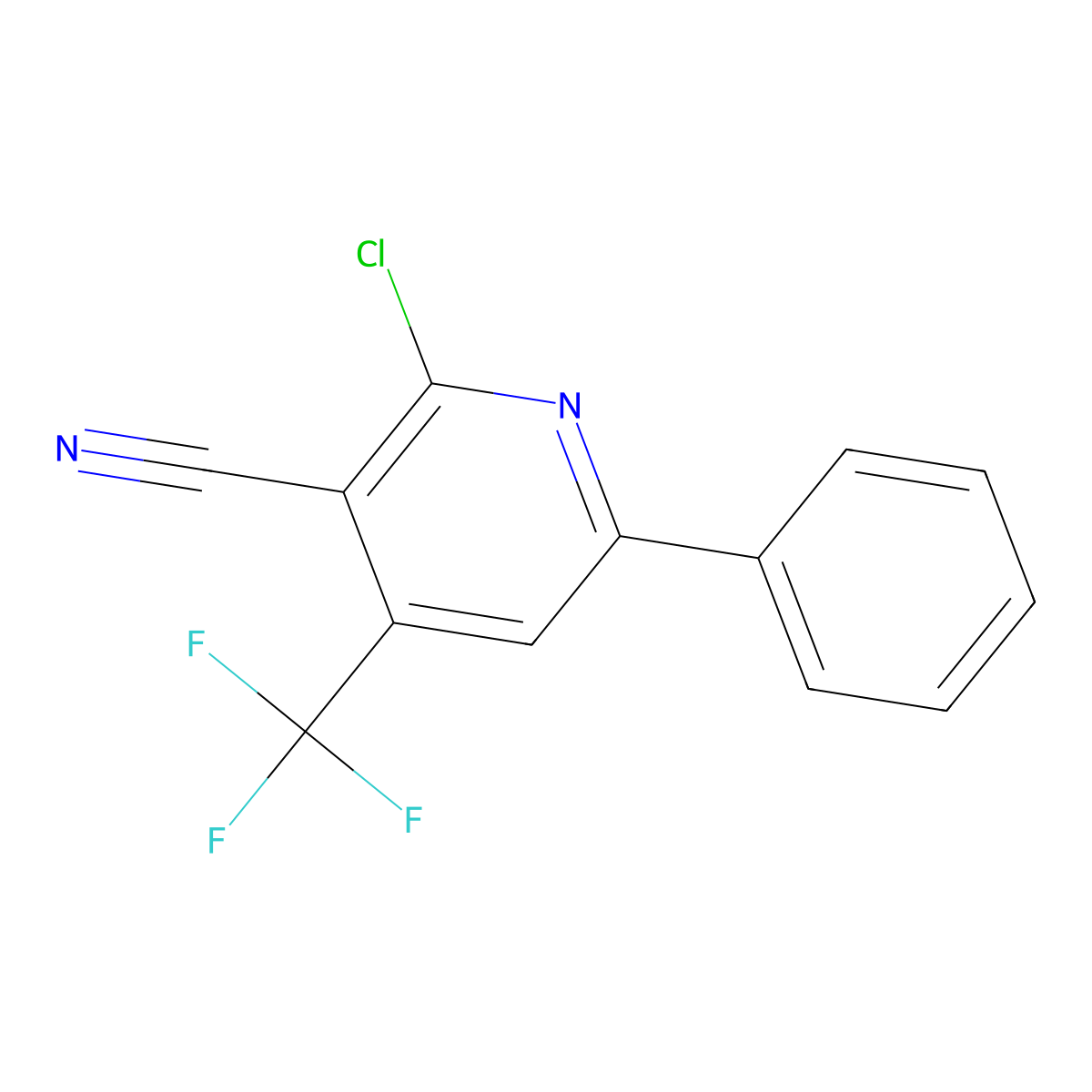 2-Chloro-6-phenyl-4-(trifluoromethyl)nicotinonitrile molecular structure, CAS 114084-91-2