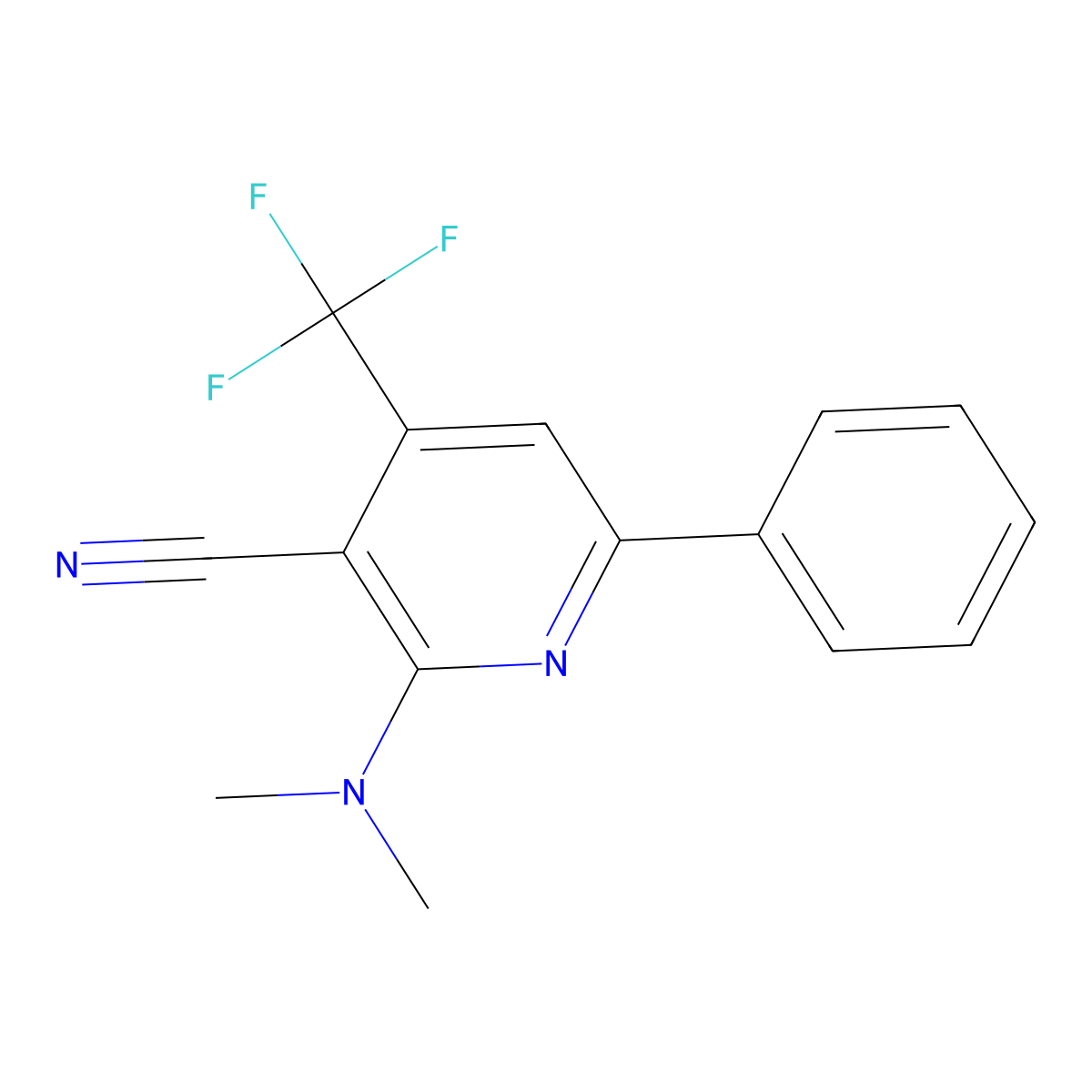 2-(Dimethylamino)-6-phenyl-4-(trifluoromethyl)pyridine-3-carbonitrile molecular structure, CAS 114084-96-7