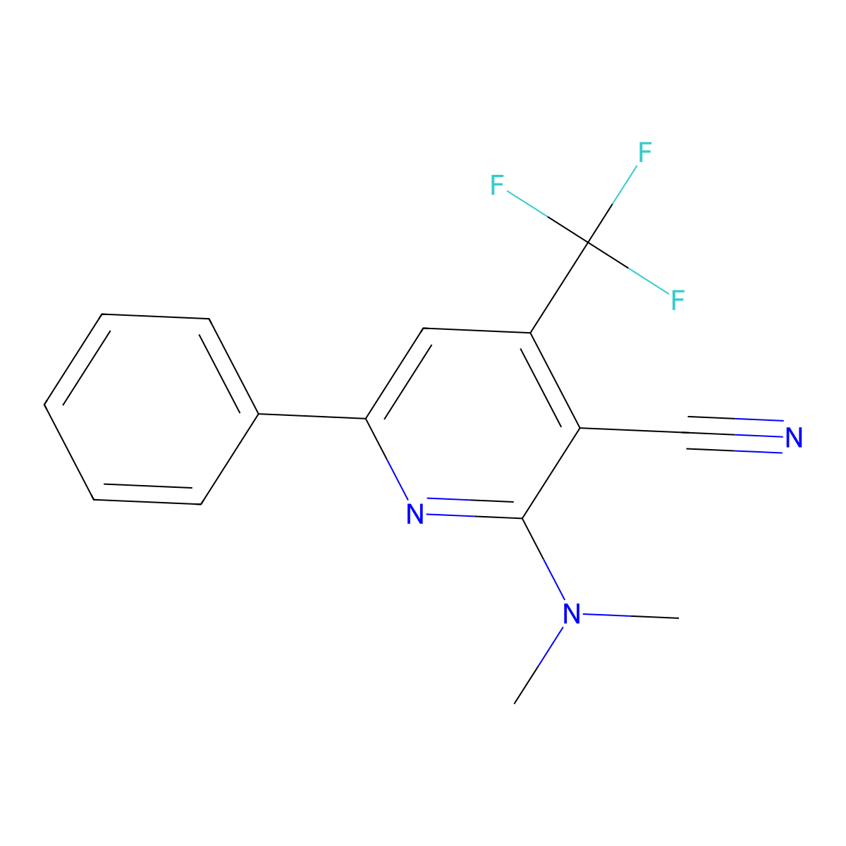 2-(Dimethylamino)-6-phenyl-4-(trifluoromethyl)pyridine-3-carbonitrile molecular structure, CAS 114084-96-7