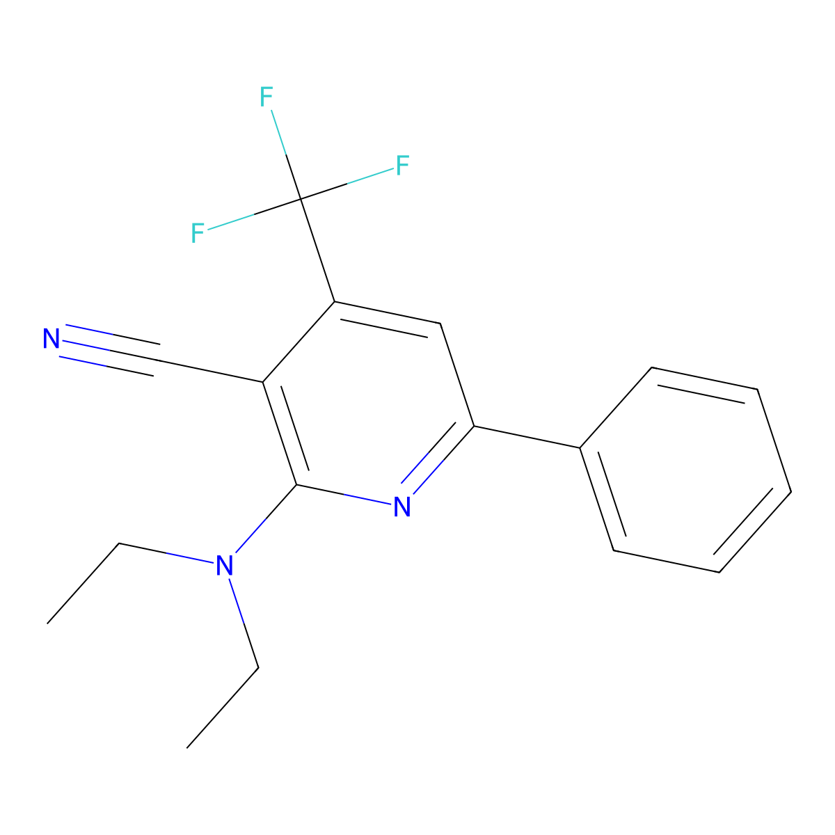 2-(Diethylamino)-6-phenyl-4-(trifluoromethyl)nicotinonitrile molecular structure, CAS 114084-97-8