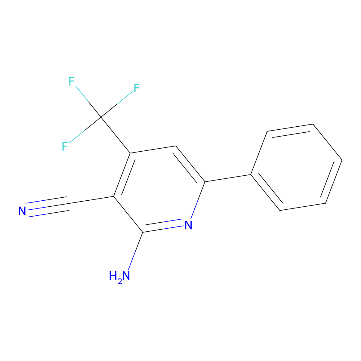2-Amino-6-phenyl-4-(trifluoromethyl)pyridine-3-carbonitrile molecular structure, CAS 114085-00-6