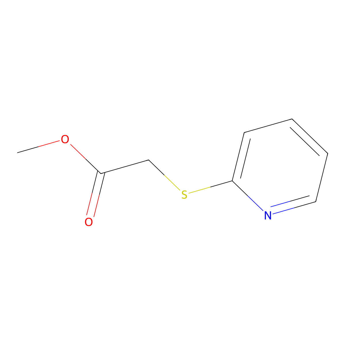 Methyl 2-pyridin-2-ylsulfanylacetate molecular structure, CAS 114086-04-3
