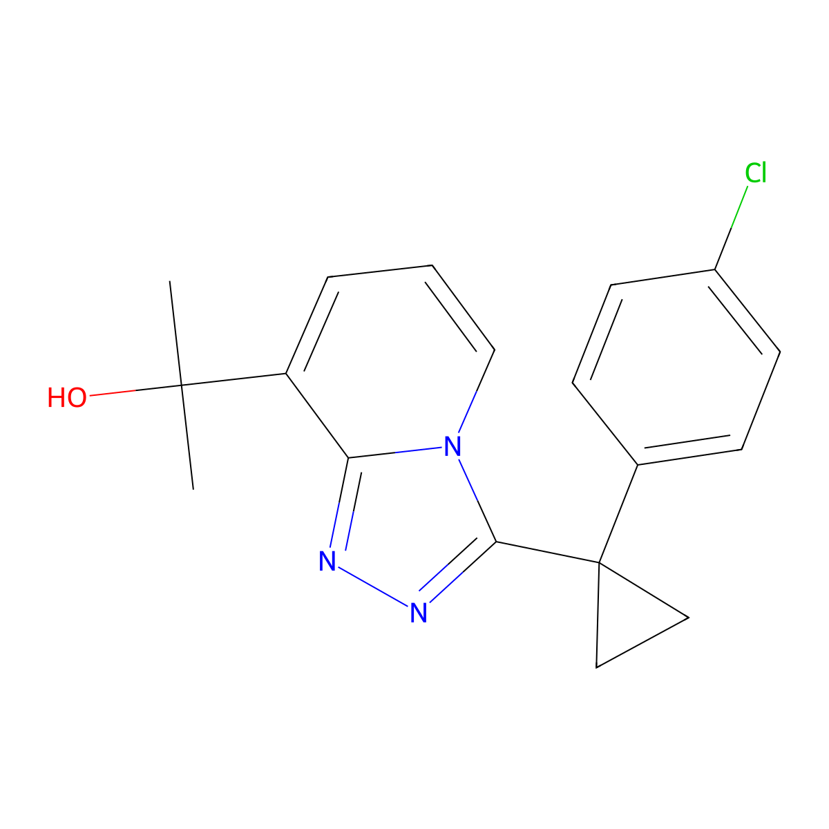 2-(3-(1-(4-Chlorophenyl)cyclopropyl)-(1,2,4)triazolo(4,3-a)pyridin-8-yl)propan-2-ol molecular structure, CAS 1140897-32-0