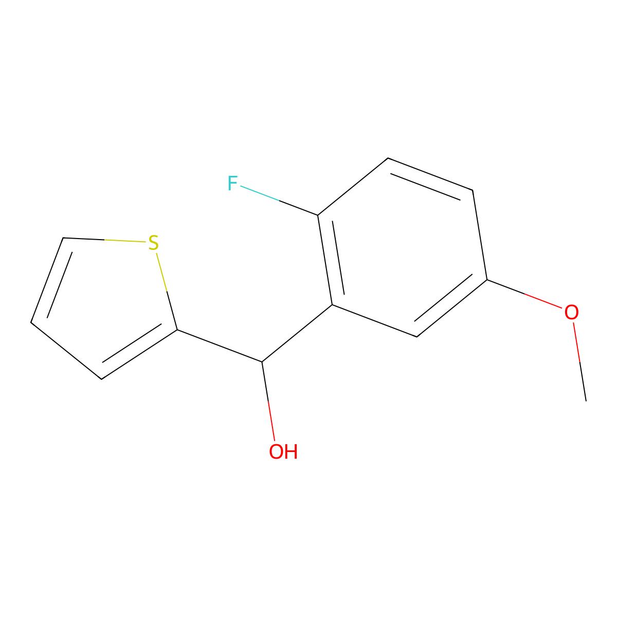 (2-Fluoro-5-methoxyphenyl)(thiophen-2-yl)methanol molecular structure, CAS 1140900-07-7