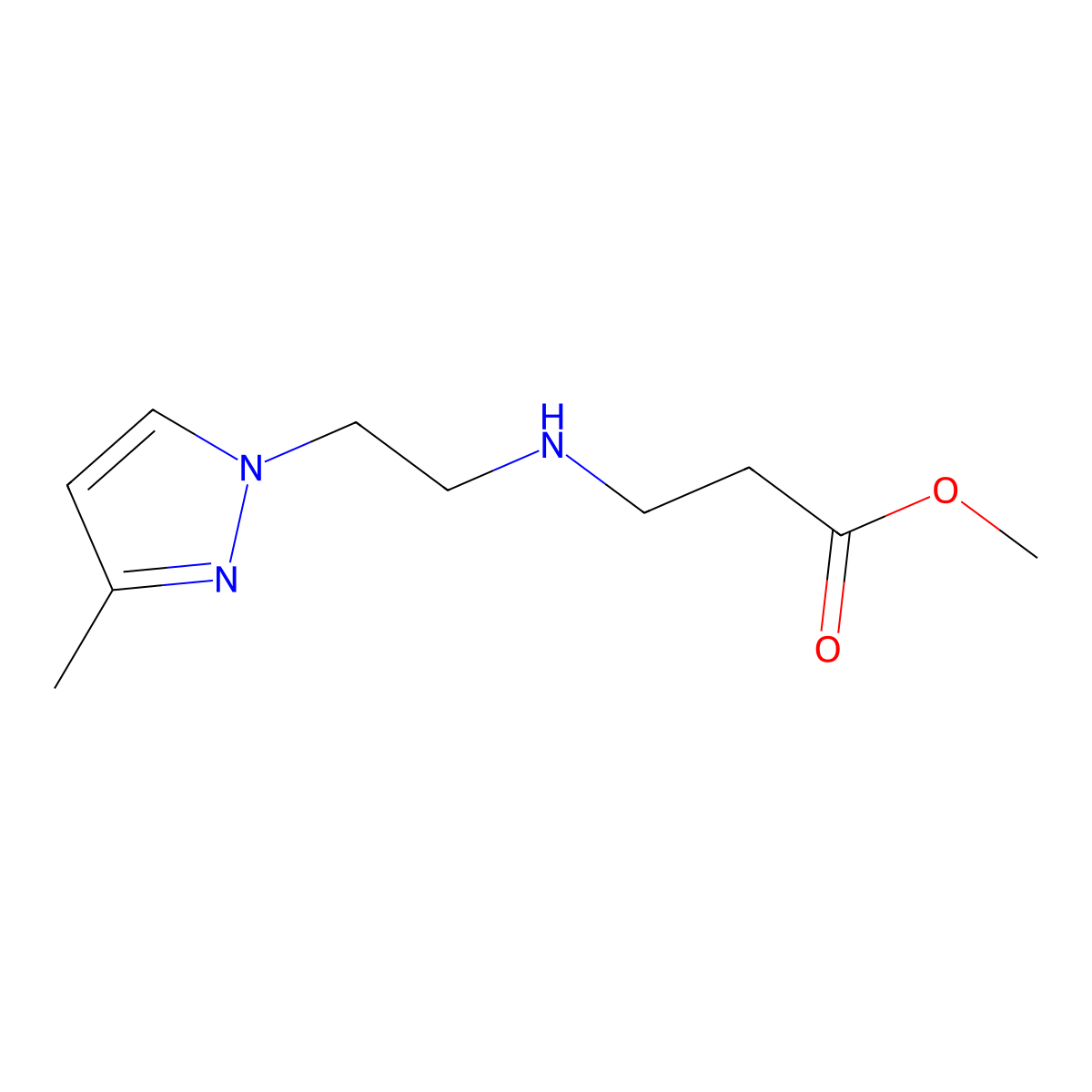 methyl 3-((2-(3-methyl-1H-pyrazol-1-yl)ethyl)amino)propanoate molecular structure, CAS 1140908-38-8