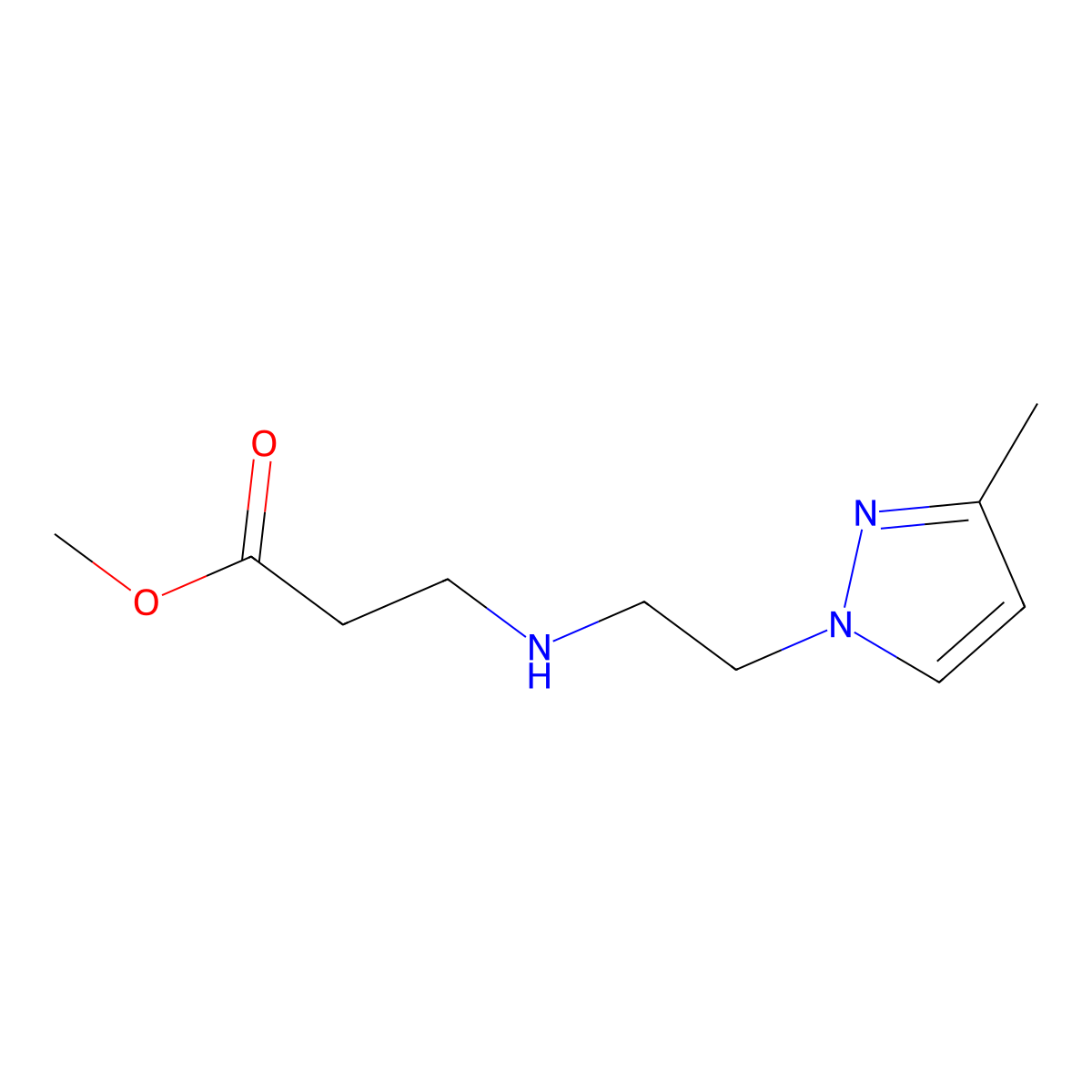 methyl 3-((2-(3-methyl-1H-pyrazol-1-yl)ethyl)amino)propanoate molecular structure, CAS 1140908-38-8