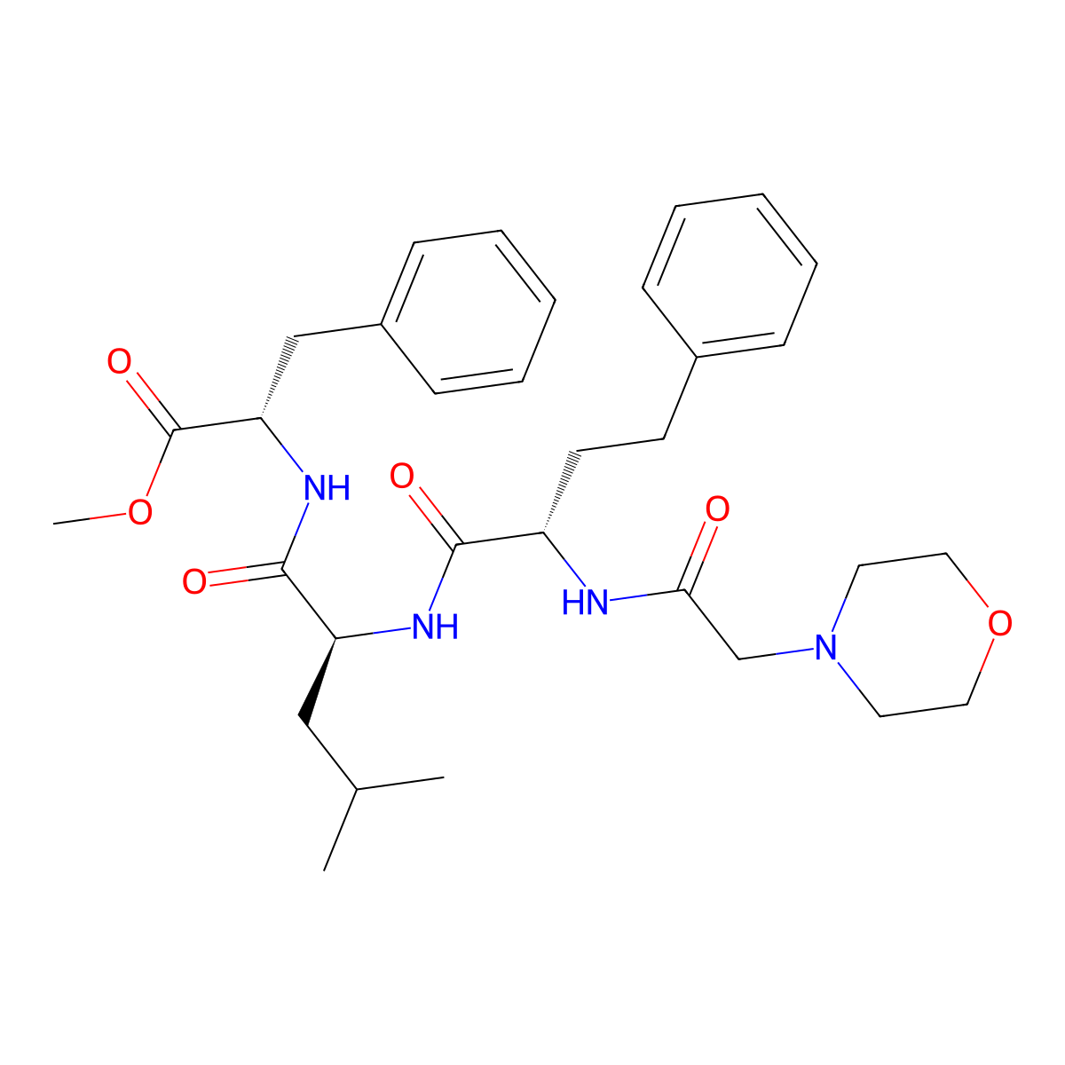 (S)-Methyl 2-((S)-4-Methyl-2-((S)-2-(2-MorpholinoacetaMido)-4-phenylbutanaMido)pentanaMido)-3-phenylpropanoate molecular structure, CAS 1140908-89-9